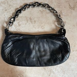 black leather mini purse